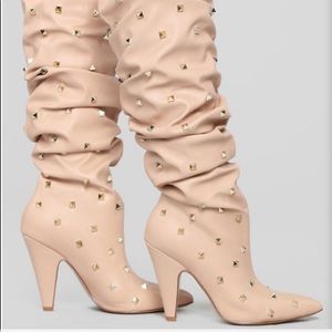 Studded, Nude , slouchy boots